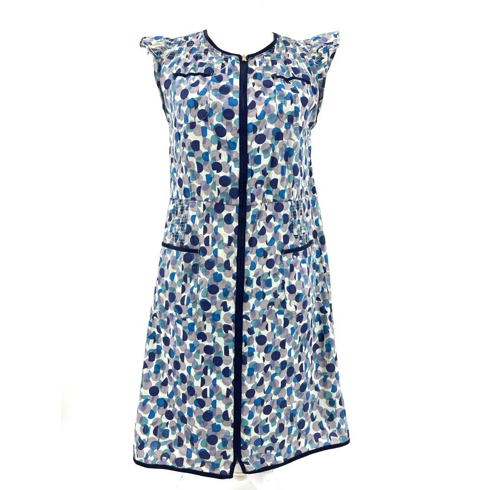 Marc by Marc Jacobs Blue Cotton Printed Tunic Dress Top Zip Front Summer Short 6
